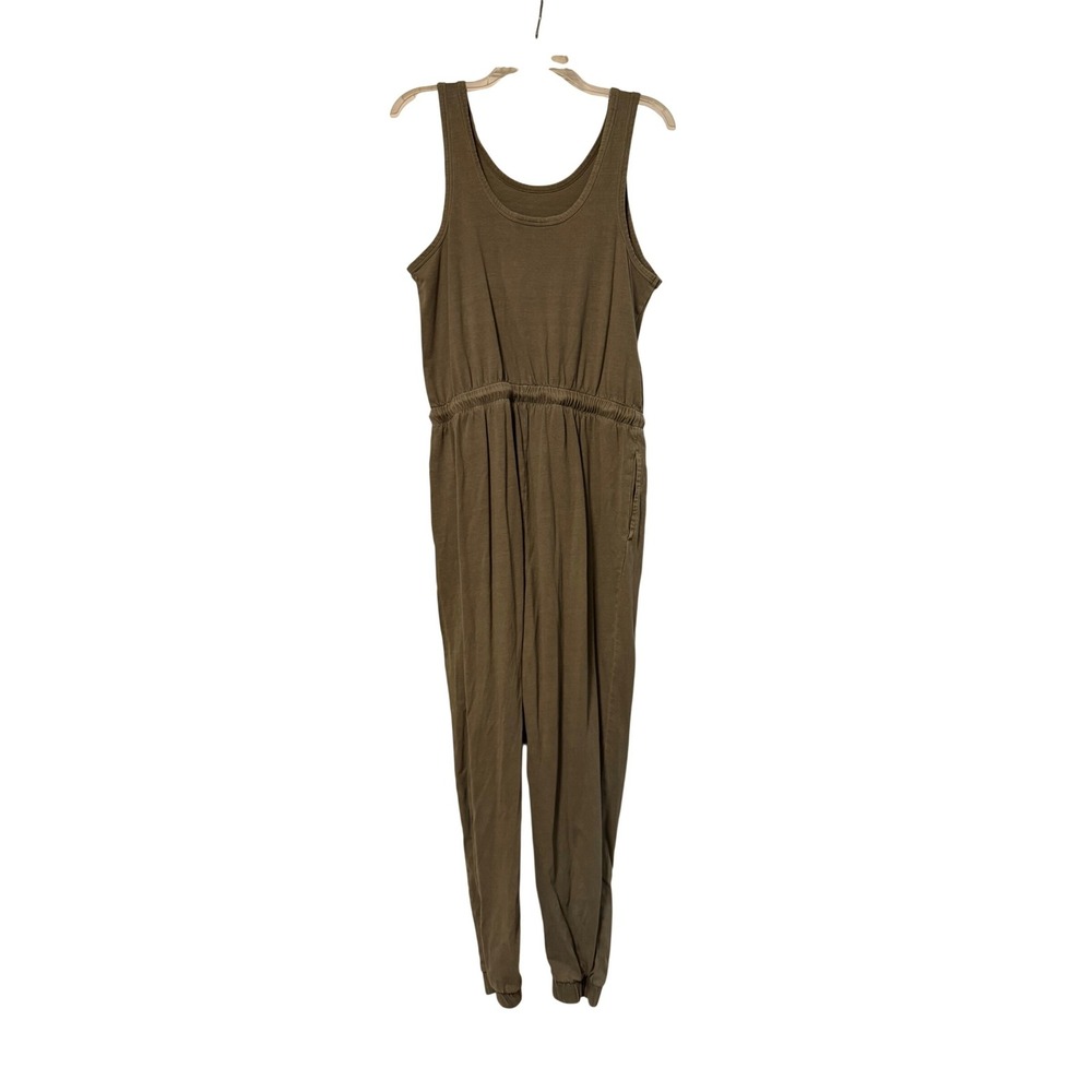 Universal Thread Olive Green Cotton Sleeveless Jogger Jumpsuit Medium Tassel Tie - Picture 2 of 6